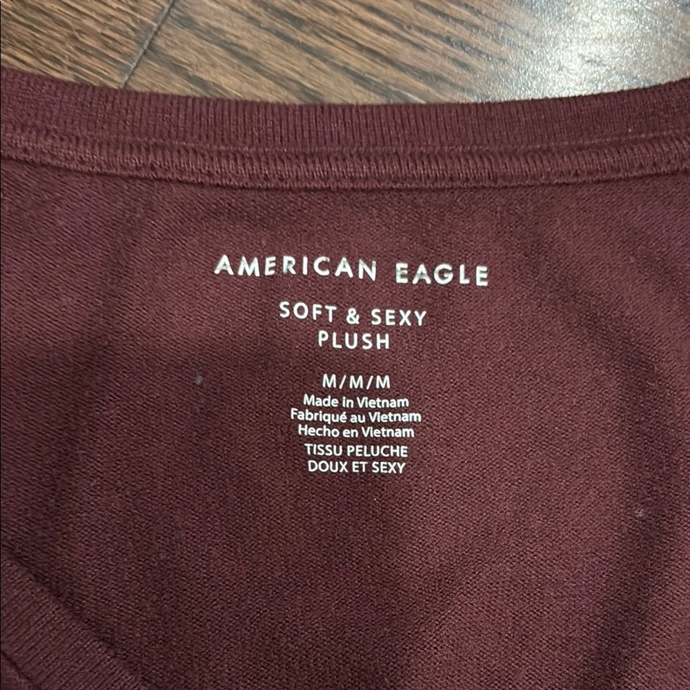 American Eagle Deep Burgundy V-Neck Top